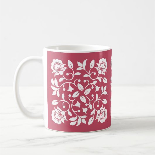 赤面と白色の花 コーヒーマグカップ (左)