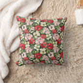 赤面と緑のクリスマス水の色の花の暗い クッション (ブランケット)