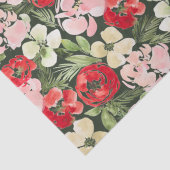 赤面と緑のクリスマス水の色の花の暗い 薄葉紙 (詳細)