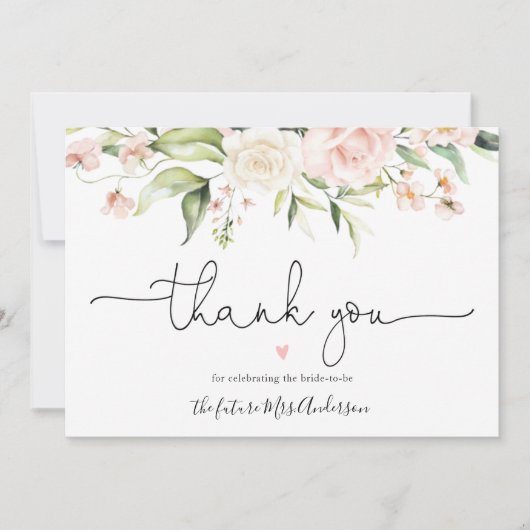 赤面と緑のブライダルシャワーありがとう (正面)