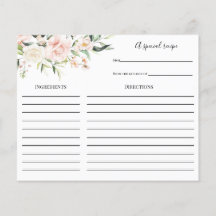 赤面と緑のブライダルシャワーレシピカード