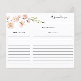 赤面と緑のブライダルシャワーレシピカード