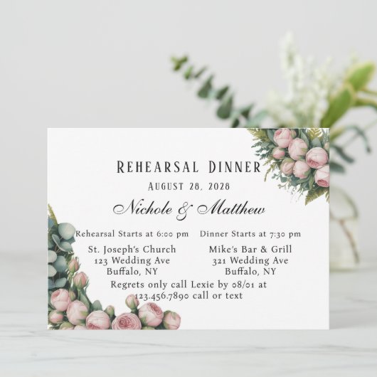 赤面と緑のリハーサルディナー 招待状 (スタンド正面)