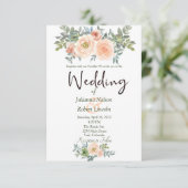 赤面と緑の水色のフローラ結婚のinvitati 招待状 (スタンド正面)