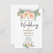 赤面と緑の水色のフローラ結婚のinvitati 招待状 (正面/裏面)