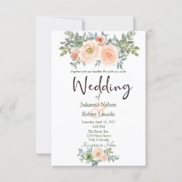 赤面と緑の水色のフローラ結婚のinvitati 招待状