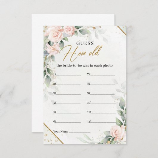 赤面と緑の金ゴールド新婦の年齢 エンクロージャーカード (正面/裏面)