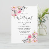 赤面と緑：水彩フローラ結婚 招待状 (スタンド正面)