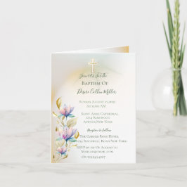 赤面と薄紫フローラ、金ゴールドクロスバプテスマの招待 招待状
