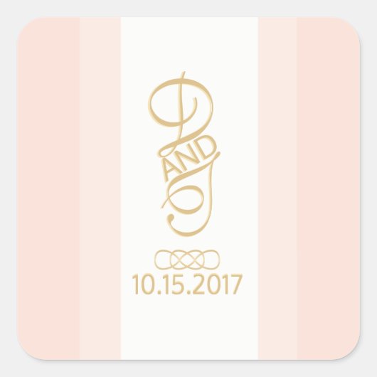 赤面と金ゴールドの丸い角ステッカー スクエアシール (正面)