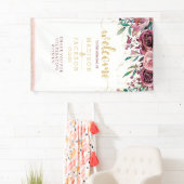 赤面と金ゴールドの水の色のフローラ結婚の歓迎 横断幕 (インサイチュ)