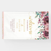 赤面と金ゴールドの水の色のフローラ結婚の歓迎 横断幕 (横)