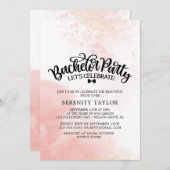 赤面と金ゴールドの水色バチェロレッテ 招待状 (正面/裏面)