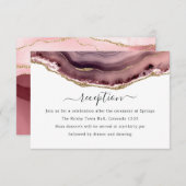 赤面と金ゴールドアゲート結婚式レセプション エンクロージャーカード (正面/裏面)