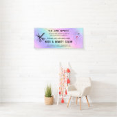 赤面と金ゴールドウィスクシザーズヘアサロンの再開 横断幕 (インサイチュ)