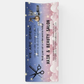 赤面と金ゴールドウィスクシザーズヘアサロンの再開 横断幕 (縦)