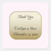 赤面と金ゴールドサンキュースクエアステッカー スクエアシール (正面)