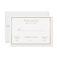 赤面と金ゴールドシンプル結婚式招待状rsvp