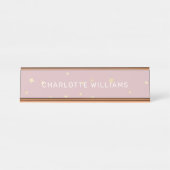 赤面と金ゴールドスターモダンスクリプトのデスク名プレート デスクネームプレート (正面)