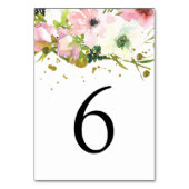 赤面と金ゴールドスプラッシュ付き白結婚バラ テーブルナンバー (裏面)