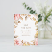 赤面と金ゴールドフローラ水の色の保存日付 案内ポストカード (スタンド正面)