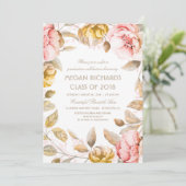 赤面と金ゴールドフローラ水の色Boho卒業 招待状 (スタンド正面)