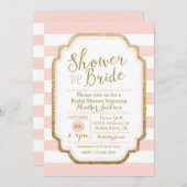 赤面と金ゴールドブライダルシャワー招待 招待状 (正面/裏面)
