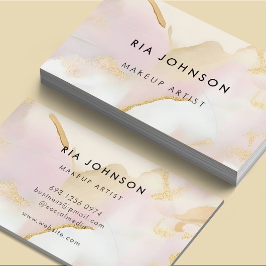 赤面と金ゴールドメイクアップアーティスト名刺 名刺