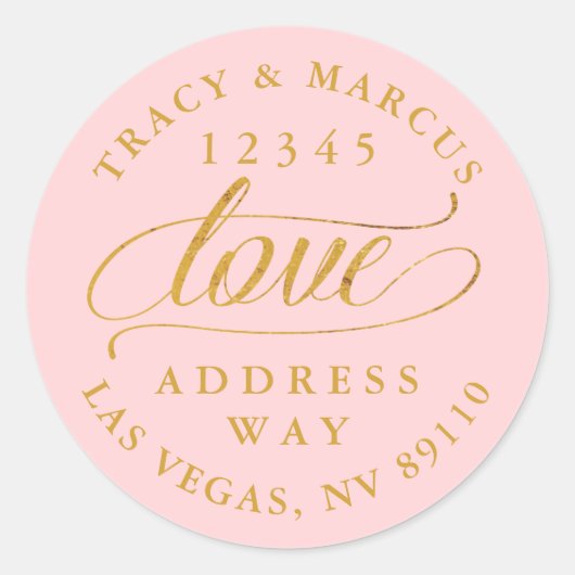 赤面と金ゴールド愛の書結婚道のアドレス ラウンドシール (正面)
