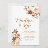 赤面と金ゴールド秋花結婚式招待状 招待状 (正面)