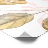 赤面と金ゴールド花水彩結婚のサイン ポスター (角)