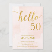 赤面と金ゴールド50歳の誕生日の招待状 招待状 (正面)