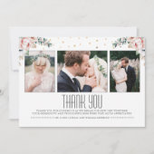 赤面と金ゴールド |フローラ結婚の写真ありがとうございます サンキューカード (正面)