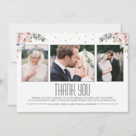 赤面と金ゴールド |フローラ結婚の写真ありがとうございます サンキューカード