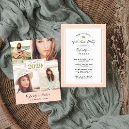 赤面と金ゴールド | 4写真卒業招待状 案内状