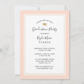 赤面と金ゴールド | 4写真卒業招待状 案内状 (裏面)