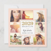 赤面と金ゴールド | 8フォトスクエア卒業パーティー 案内状 (正面)