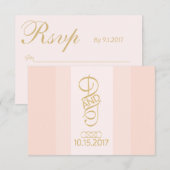 赤面と金ゴールドRSVP 出欠カード (正面/裏面)