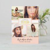 赤面と金箔の写真の卒業発表 箔シーズンカード (立ち正面)