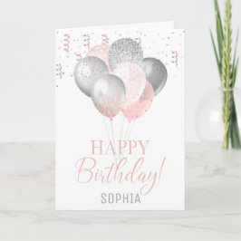 赤面と銀バルーン誕生日 招待状