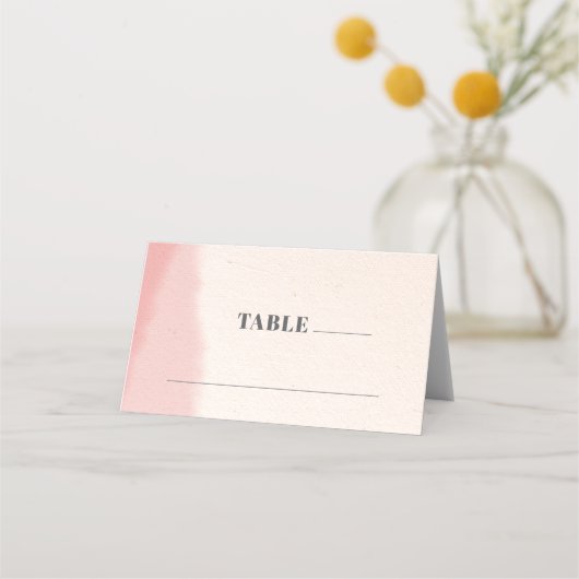 赤面と開花はっきりしたスクリプト写真結婚の折り畳み プレイスカード (正面)