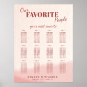 赤面と開花はっきりしたスクリプ結婚トのシーティングチャート ポスター (正面)