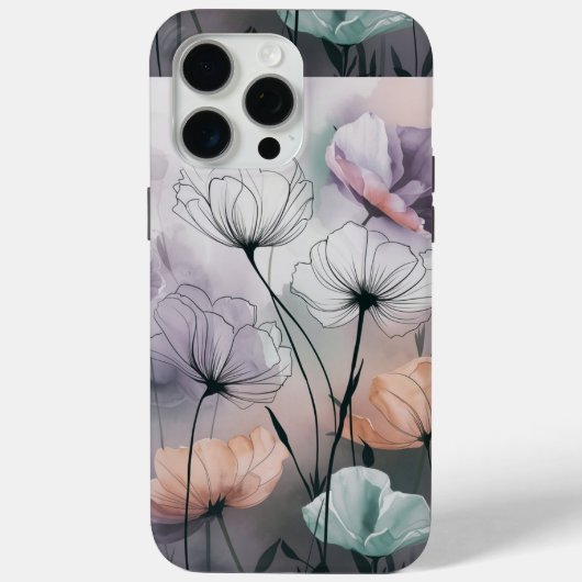 赤面と開花：パステルインクの花 Case-Mate iPhoneケース (裏面)