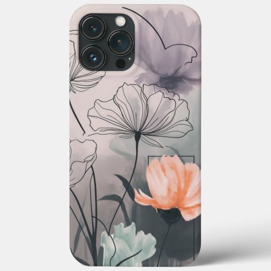 赤面と開花：パステルインクの花 Case-Mate iPhoneケース (裏面)