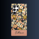 赤面と開花 SAMSUNG GALAXY S22 ULTRAケース<br><div class="desc">サムスンのケース：このヴィンテージBohoフローラケースとサムスンのデバイスにbohemianエレガンスのtouch素晴らしを追加する。黒い背景鮮やかに抽象芸術花模様を備え淡い色の、この保護でありながらスリムケースはスタイルと耐久性を提供する。ピンク色のバナーに美しい手書きのフォントで自分の名前でパーソナライズして、自分のユニークな名前にする。</div>
