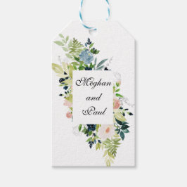 赤面と青フローラ水色ギフトラベル ギフトタグ