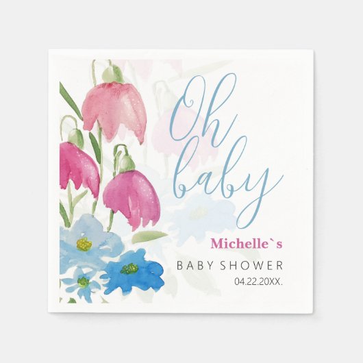 赤面と青春水彩の花 スタンダードカクテルナプキン (正面)