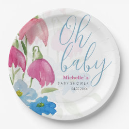 赤面と青春水彩の花 ペーパープレート