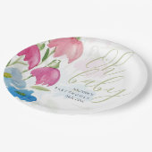赤面と青春水彩の花 ペーパープレート (アングル)