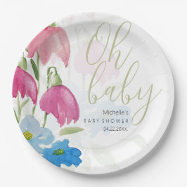 赤面と青春水彩の花 ペーパープレート